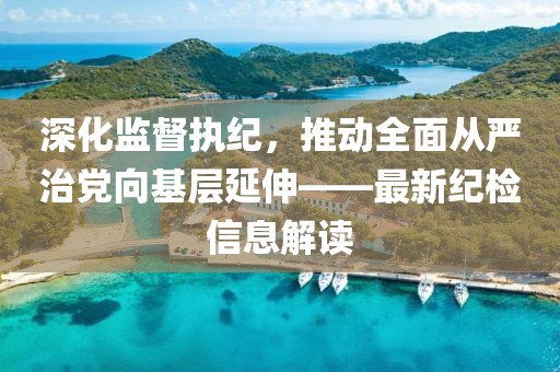 深化監(jiān)督執(zhí)紀，推動全面從嚴治黨向基層延伸——最新紀檢信息解讀